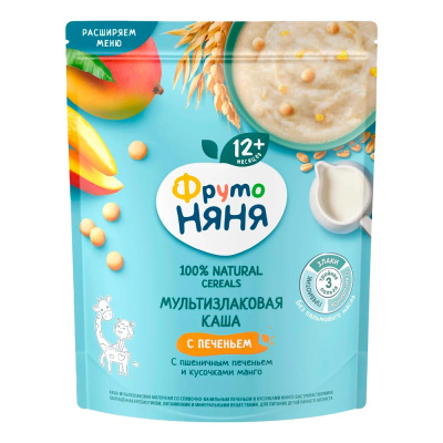 Каша молочная мультизлаковая с печеньем и манго 200 г от 12 месяцев ФрутоНяня 1